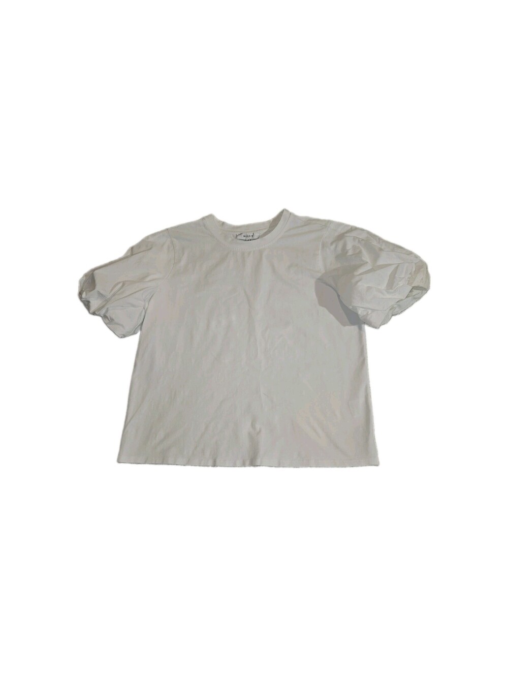 milly  women Top Sz S Bubble Sleeves White Cotton Pullover Cropped  Feminine